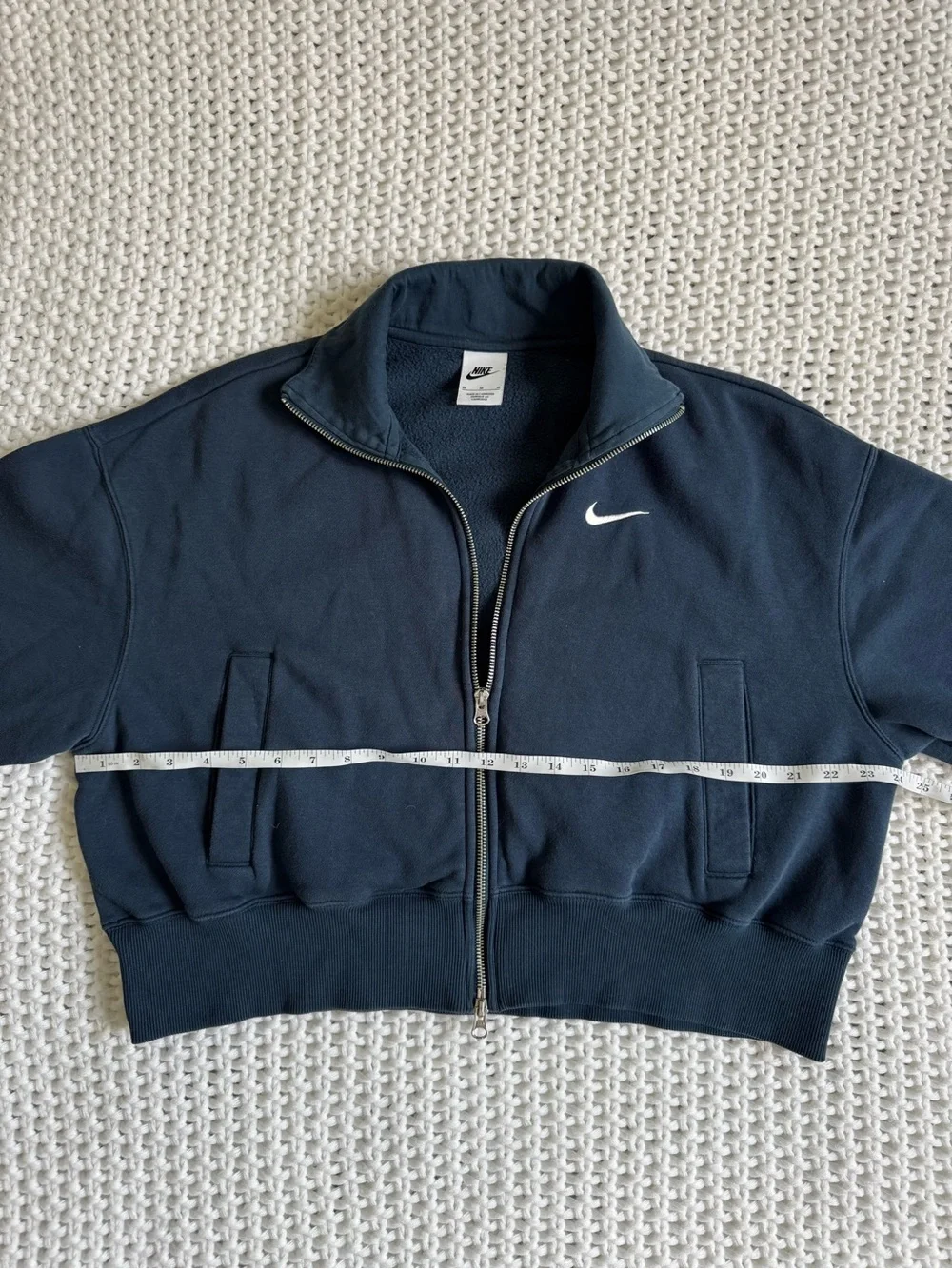 Nike Men's Dark Navy Zip-Up Fleece with White Swoosh